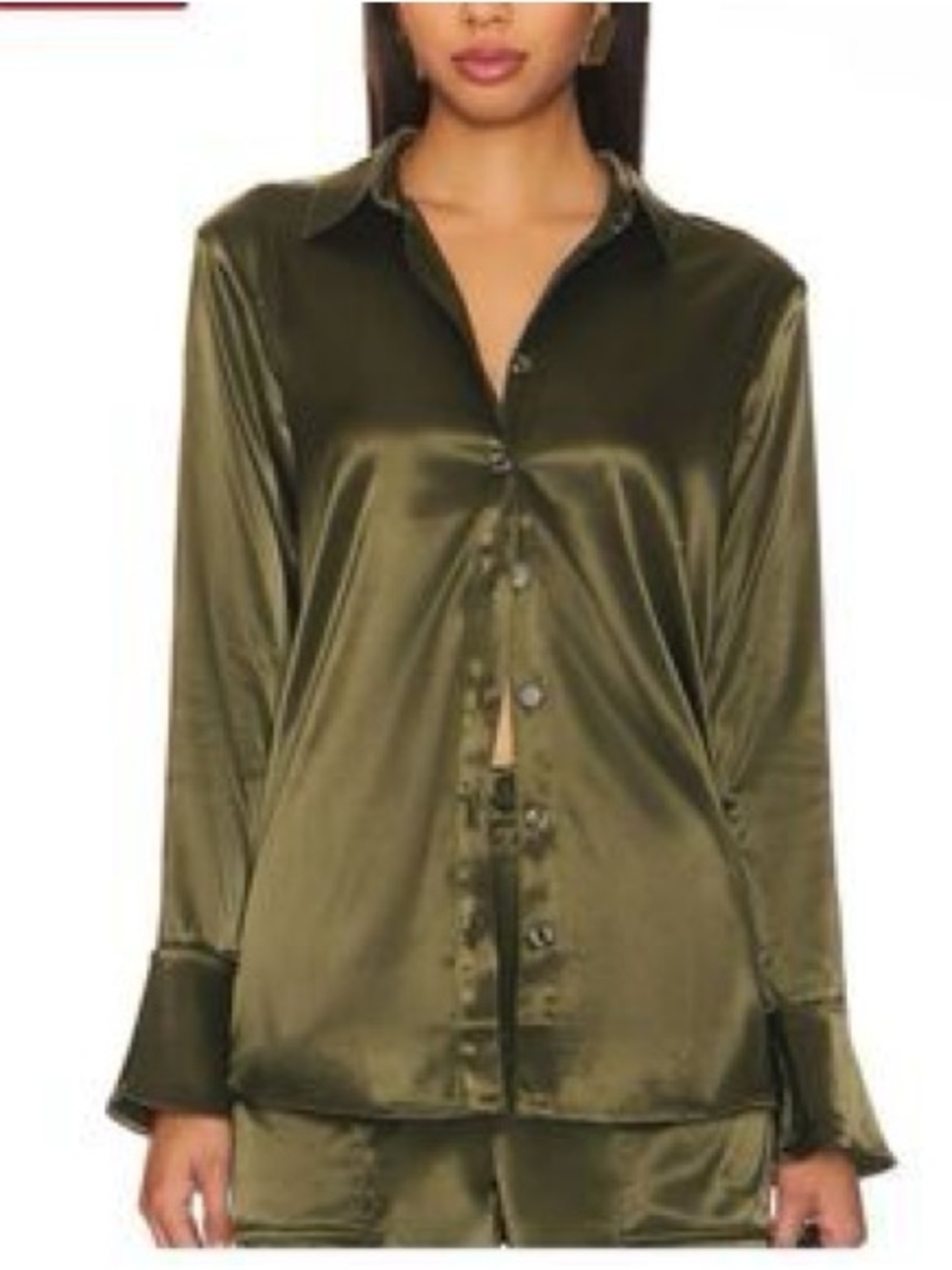 Remi x Revolve Serena Button Up Shirt Green Satin Oversized Womens Plus 1X City